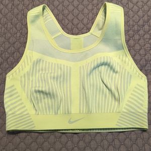 Nike FE/NOM Flyknit Women's High-Support Non-Padded Sports Bra Neon Lime Size L